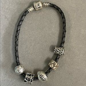 Pandora Grey Braided Bracelet With Sports Beads